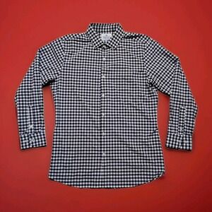 Mizzen + Main Shirt Men XL Trim Fit Leeward White Blue Gingham Check Performance